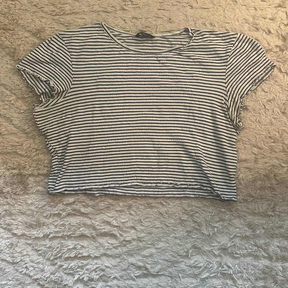 A&E Striped Black and White Crop Top